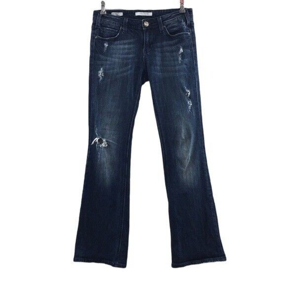 Vigoss Studio The Brooklyn Flare Jeans Womens 8 Medium Wash Distressed Denim